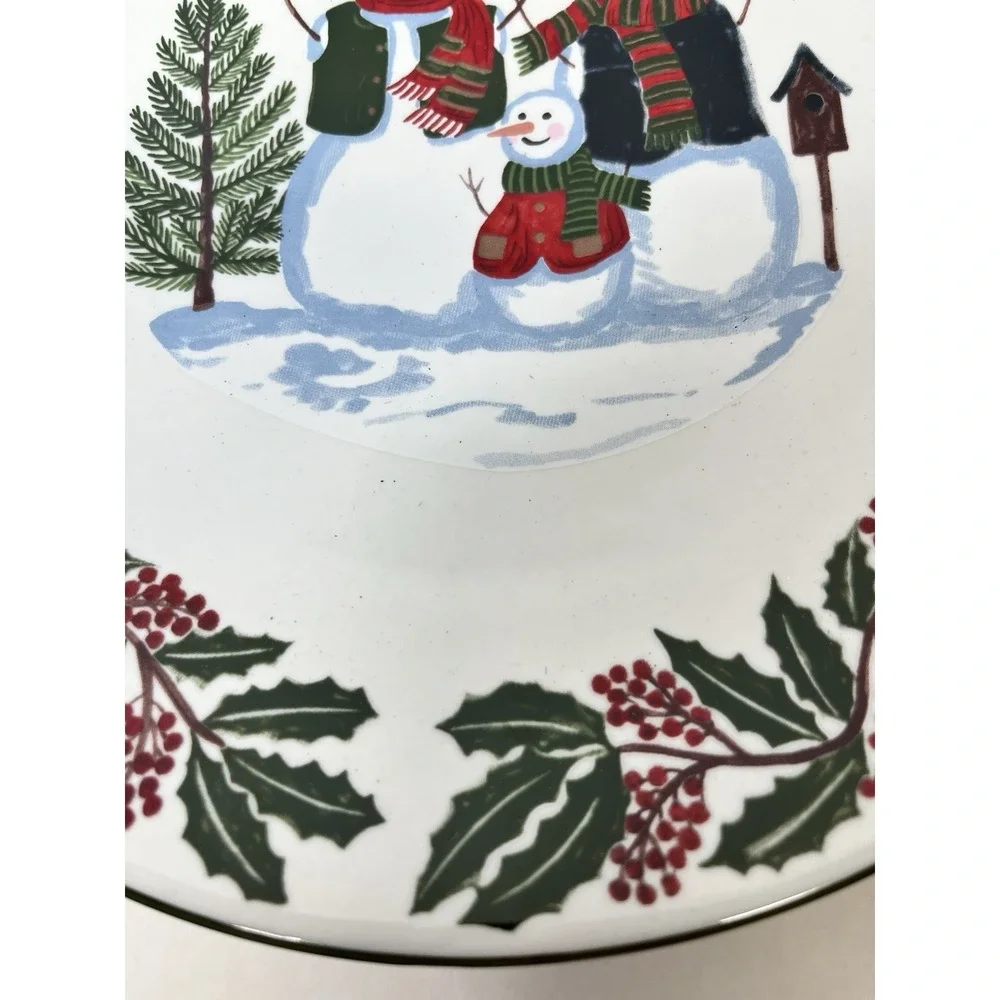 Set of 4 -  GEI Snowman Family and Christmas Tree Dinner Plate 10.5